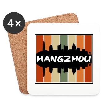 Hangzhou Chine Skyline Silhouette Souvenir de voyage - Dessous de verre (lot de 4) - blanc - Devant