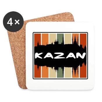 Kazan Russie Skyline Silhouette Souvenir de voyage - Dessous de verre (lot de 4) - blanc - Devant