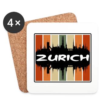 Zurich Suisse Skyline Silhouette Travel Souve - Dessous de verre (lot de 4) - blanc - Devant