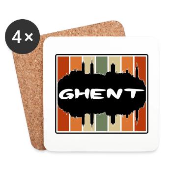 Gent Belgien Skyline Silhouette Reise Souvenir - Untersetzer (4er-Set) - Weiß - Vorne