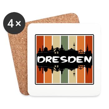 Dresde Allemagne Skyline Silhouette Souvenir de voyage - Dessous de verre (lot de 4) - blanc - Devant