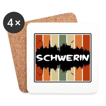 Schwerin Allemagne Skyline Silhouette Travel Souveni - Dessous de verre (lot de 4) - blanc - Devant