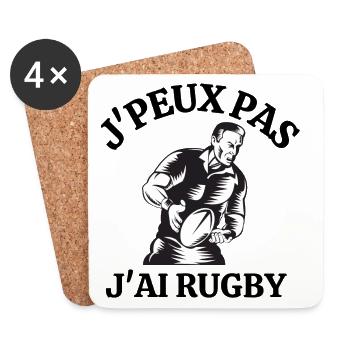 rugby, rugby sport, rugbyman - Dessous de verre (lot de 4) - blanc - Devant