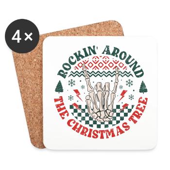 French Fries Fork Ugly Christmas Heavy Metal XMAS Rocker - Coasters (set of 4) - white - Front