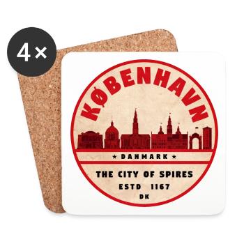 København Retro City Silhouette - Coasters (set of 4) - white - Front