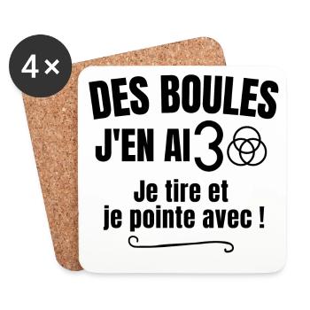 pétanque, bouliste, joueur de pétanque - Dessous de verre (lot de 4) - blanc - Devant