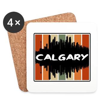 Calgary Canada Skyline Silhouette Travel Souvenir - Coasters (set of 4) - white - Front