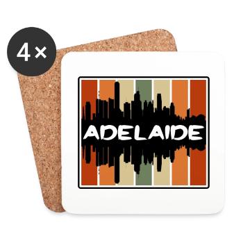 Adelaide Australia Skyline Silhouette Travel Souve - Coasters (set of 4) - white - Front