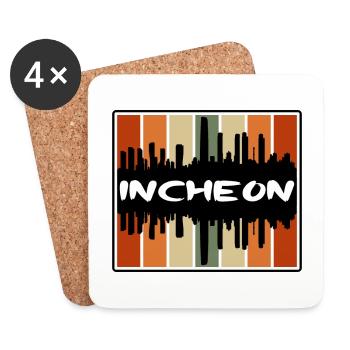 Incheon Südkorea Skyline Silhouette Travel Souv - Untersetzer (4er-Set) - Weiß - Vorne