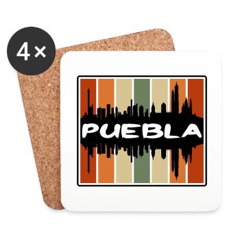 Puebla Mexiko Skyline Silhouette Reise Souvenir - Untersetzer (4er-Set) - Weiß - Vorne