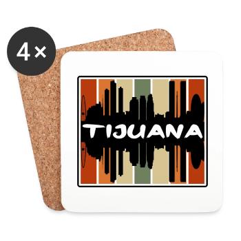 Tijuana Mexico Skyline Silhouette Travel Souvenir - Coasters (set of 4) - white - Front