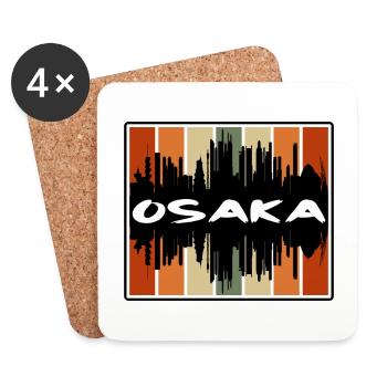 Osaka Japan Skyline Silhouette Travel Souvenir - Coasters (set of 4) - white - Front
