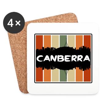 Canberra Australia Skyline Silhouette Travel Souve - Coasters (set of 4) - white - Front