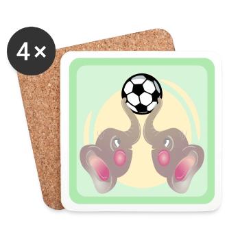 Children Football - Elephants COUPLE - Football Game - Coasters (set of 4) - white - Front