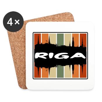 Riga Lettland Skyline Silhouette Reise Souvenir - Untersetzer (4er-Set) - Weiß - Vorne