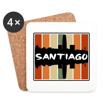 Santiago Chile Skyline Silhouette Travel Souvenir - Coasters (set of 4) - white - Front