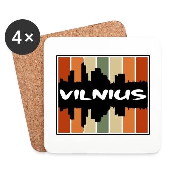 Vilnius Lithuania Skyline Silhouette Travel Souven - Coasters (set of 4) - white - Front