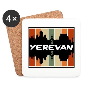 Eriwan Armenien Skyline Silhouette Reise Souvenir - Untersetzer (4er-Set) - Weiß - Vorne