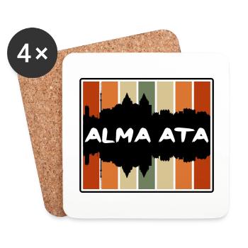 Alma Ata Kasachstan Skyline Silhouette Reise Souv - Untersetzer (4er-Set) - Weiß - Vorne