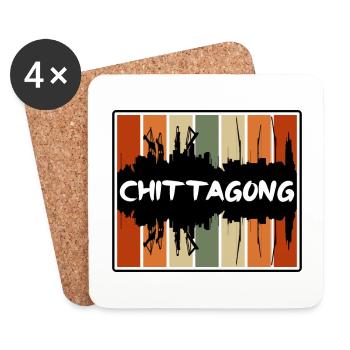 Chittagong Bangladesch Skyline Silhouette Reisen So - Untersetzer (4er-Set) - Weiß - Vorne