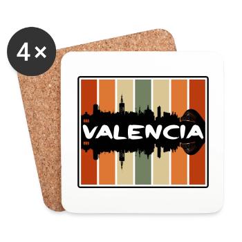 Valencia Venezuela Skyline Silhouette Travel Souve - Dessous de verre (lot de 4) - blanc - Devant