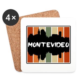 Montevideo Uruguay Skyline Silhouette Souve de voyage - Dessous de verre (lot de 4) - blanc - Devant
