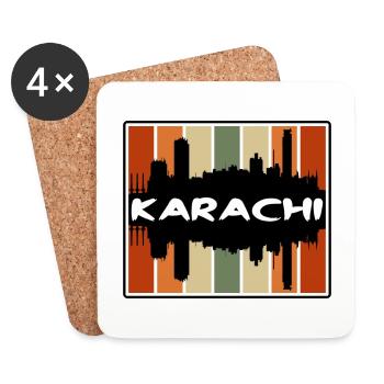 Karachi Pakistan Skyline Silhouette Travel Souveni - Untersetzer (4er-Set) - Weiß - Vorne