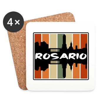 Rosario Argentine Skyline Silhouette Voyage Souven - Dessous de verre (lot de 4) - blanc - Devant