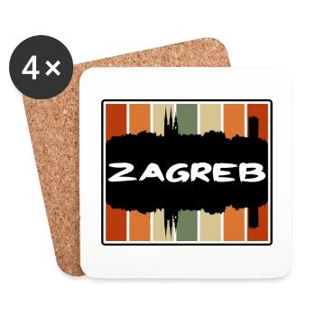 Zagreb Croatie Skyline Silhouette Souvenir de voyage - Dessous de verre (lot de 4) - blanc - Devant