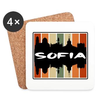 Sofia Bulgaria Skyline Silhouette Travel Souvenir - Coasters (set of 4) - white - Front