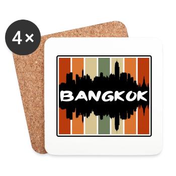 Bangkok Thaïlande Skyline Silhouette Voyage Souveni - Dessous de verre (lot de 4) - blanc - Devant