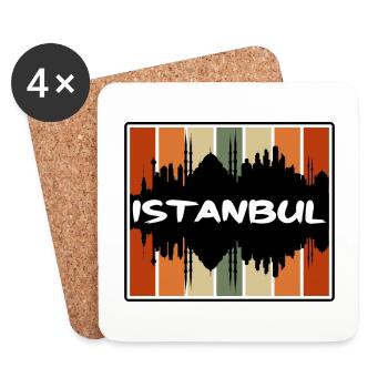 Istanbul Turquie Skyline Silhouette Souvenir de voyage - Dessous de verre (lot de 4) - blanc - Devant