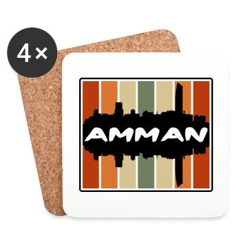 Amman Jordan Skyline Silhouette Souvenir de voyage - Dessous de verre (lot de 4) - blanc - Devant