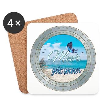 Meer geht immer – Strandlook - Untersetzer (4er-Set) - Weiß - Vorne