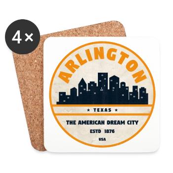 Arlington Skyline Retro Badge - Coasters (set of 4) - white - Front