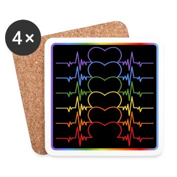 LGBTQIA-FLAGGE - HEARTBEAT PRIDE - Untersetzer (4er-Set) - Weiß - Vorne
