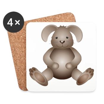 Lapin doré sucré-sucré comme animal de compagnie - Dessous de verre (lot de 4) - blanc - Devant