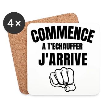 bagarre, se bagarrer, bagarreur, faire la bagarre - Dessous de verre (lot de 4) - blanc - Devant
