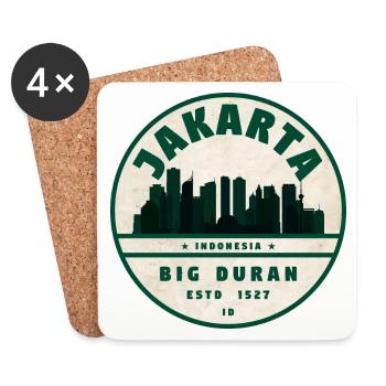 Jakarta Skyline Vintage Badge - Coasters (set of 4) - white - Front