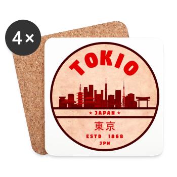 Insigne vintage Tokyo Skyline - Dessous de verre (lot de 4) - blanc - Devant