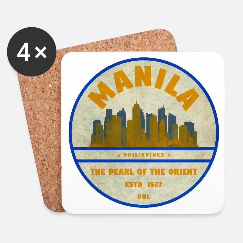 Manila Skyline – Perle des Orients - Untersetzer (4er-Set) - Weiß