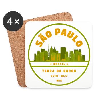 São Paulo Skyline Siegel Grün - Untersetzer (4er-Set) - Weiß - Vorne