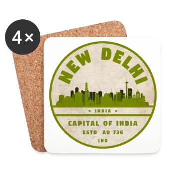 New Delhi Skyline Vintage Siegel - Untersetzer (4er-Set) - Weiß - Vorne