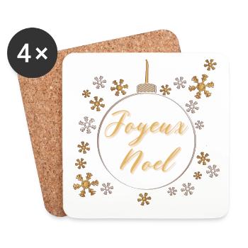 Weihnachtskugel "Frohe Weihnachten" - Untersetzer (4er-Set) - Weiß - Vorne