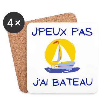 bateau à voile, voilier, fan de voile - Dessous de verre (lot de 4) - blanc - Devant