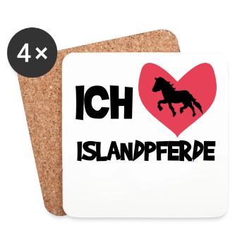 Herz Ich Liebe Pferde Statement Islandpferde - Untersetzer (4er-Set) - Weiß - Vorne