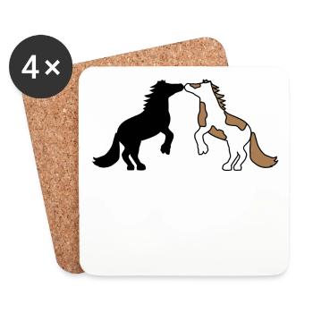 Chevaux islandais chevaux amour galop arabes - Dessous de verre (lot de 4) - blanc - Devant