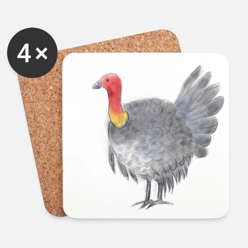 Australisches Buschtruthahnhuhn - Untersetzer (4er-Set) - Weiß