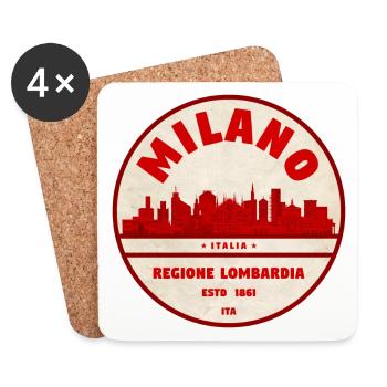 Milano Lombardia Retro Skyline - Dessous de verre (lot de 4) - blanc - Devant