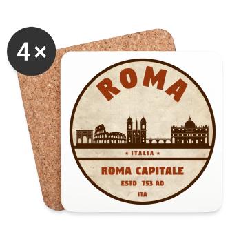 Silhouette Roma, capitale romaine - Dessous de verre (lot de 4) - blanc - Devant